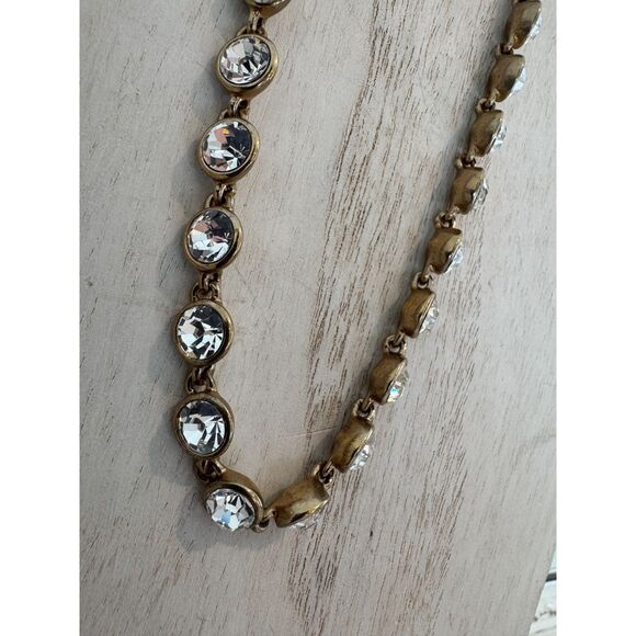 Givenchy Vintage Linked Faceted Round Crystal Gold Plated Necklace - Picture 4 of 6